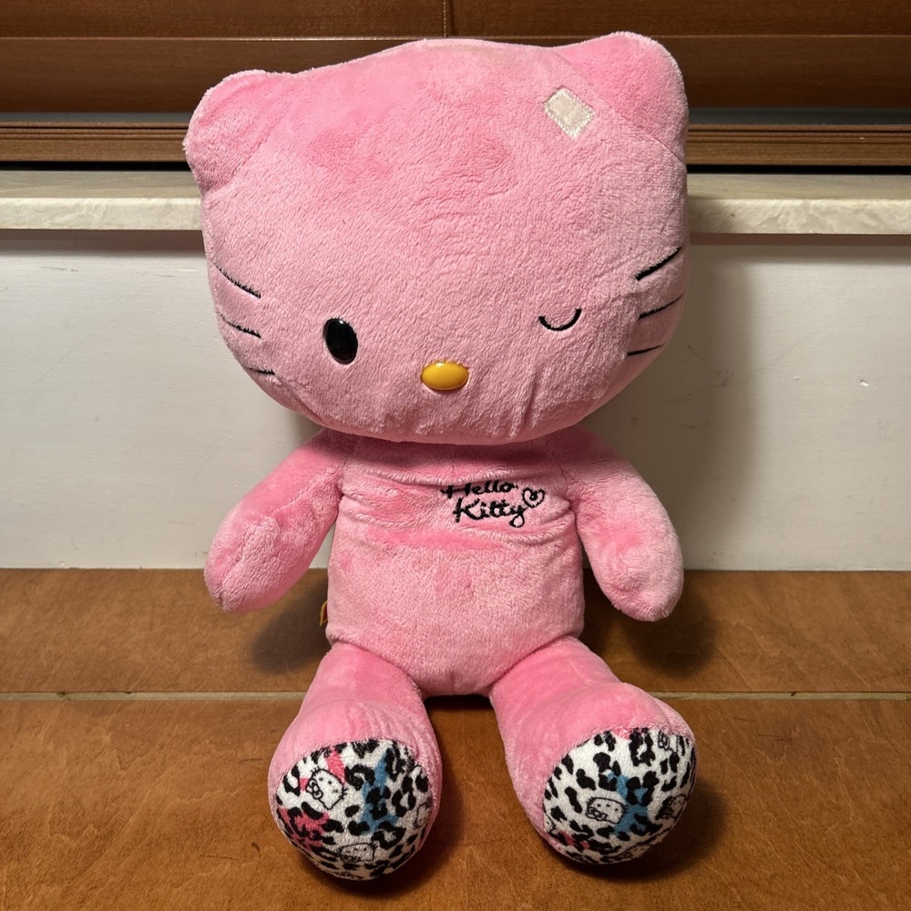 Hello Kitty Build A Bear Pink Winking 18" Stuffed Plush Sanrio Leopard Paws 2012